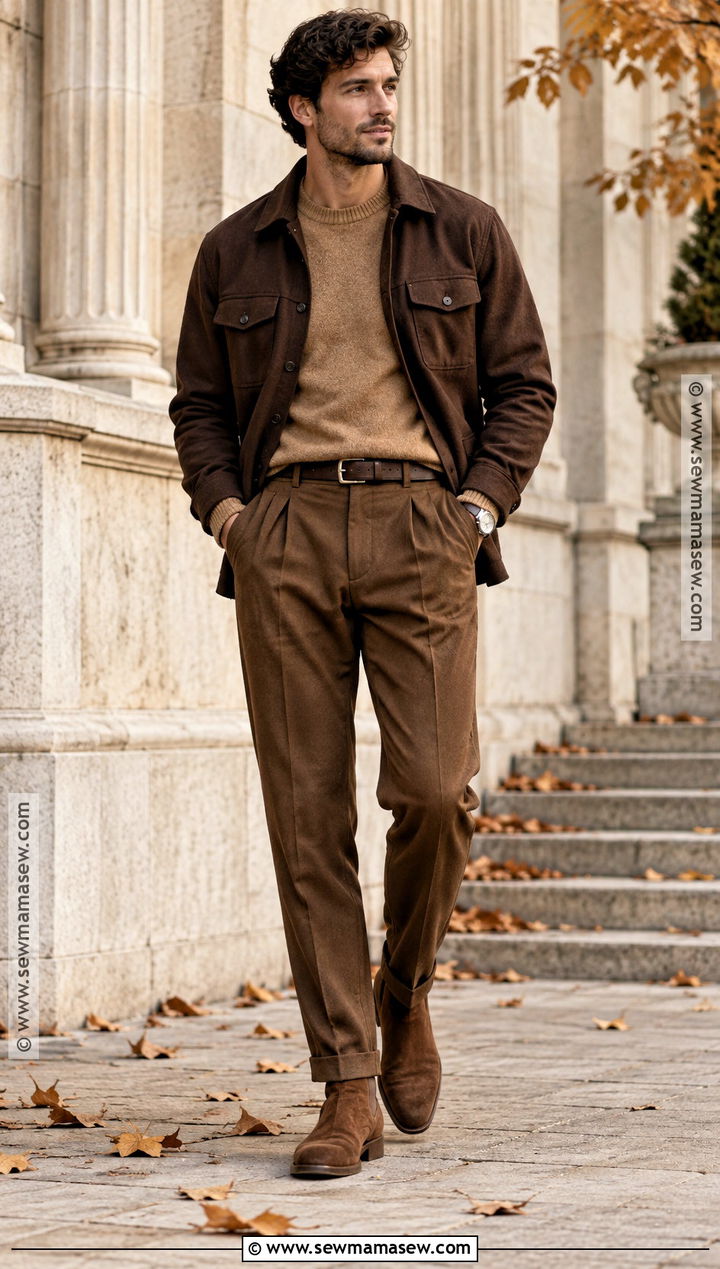 Monochrome Brown Fall Outfit - 20 Fall Mens Fashion Ideas