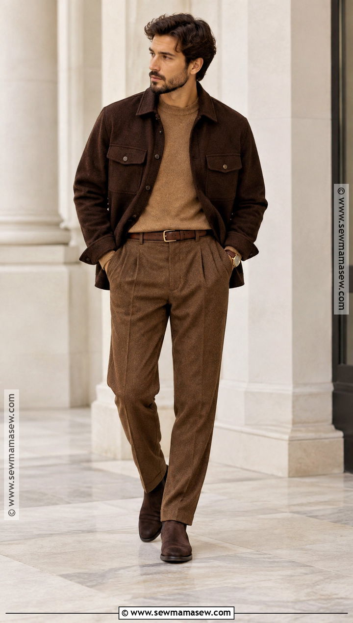 Monochrome Brown Fall Outfit - 25 fall fashion ideas for men