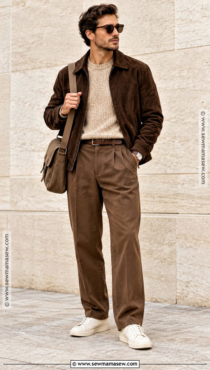 Monochrome Brown Fall Outfit - 15 fall male fashion ideas
