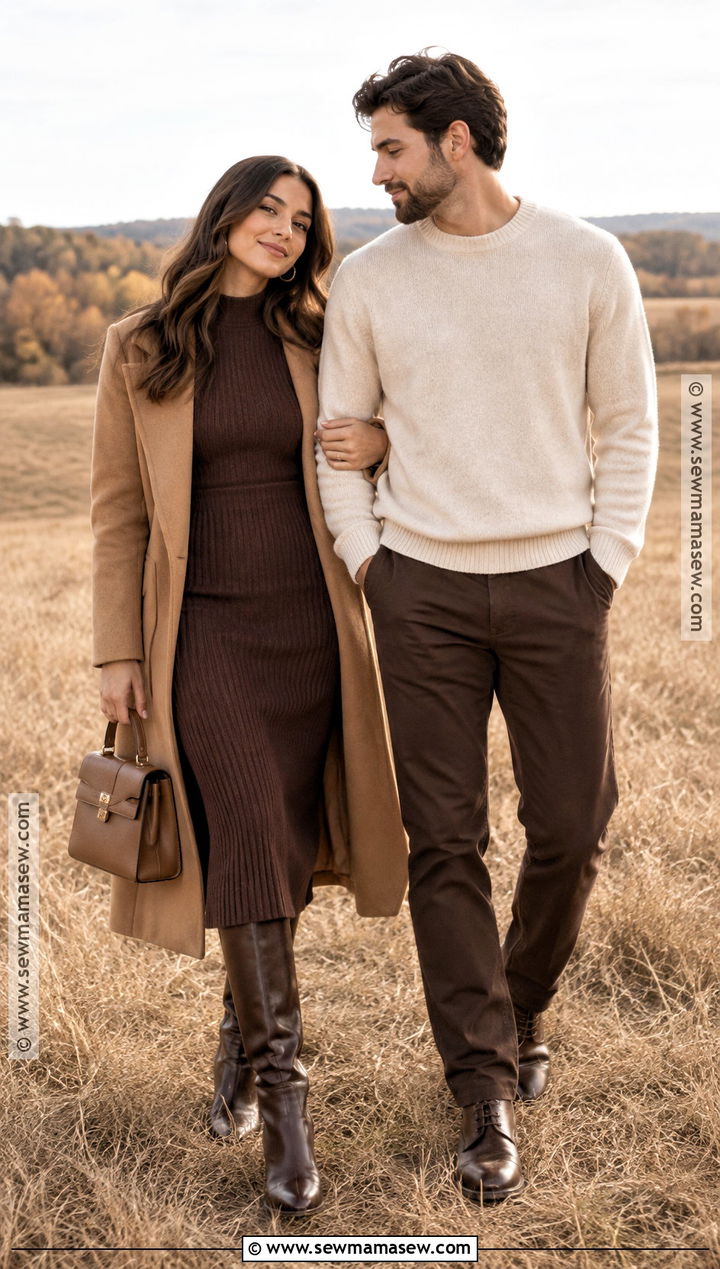 Monochrome Brown Fall Save The Date Outfit - 15 save the date outfit ideas fall