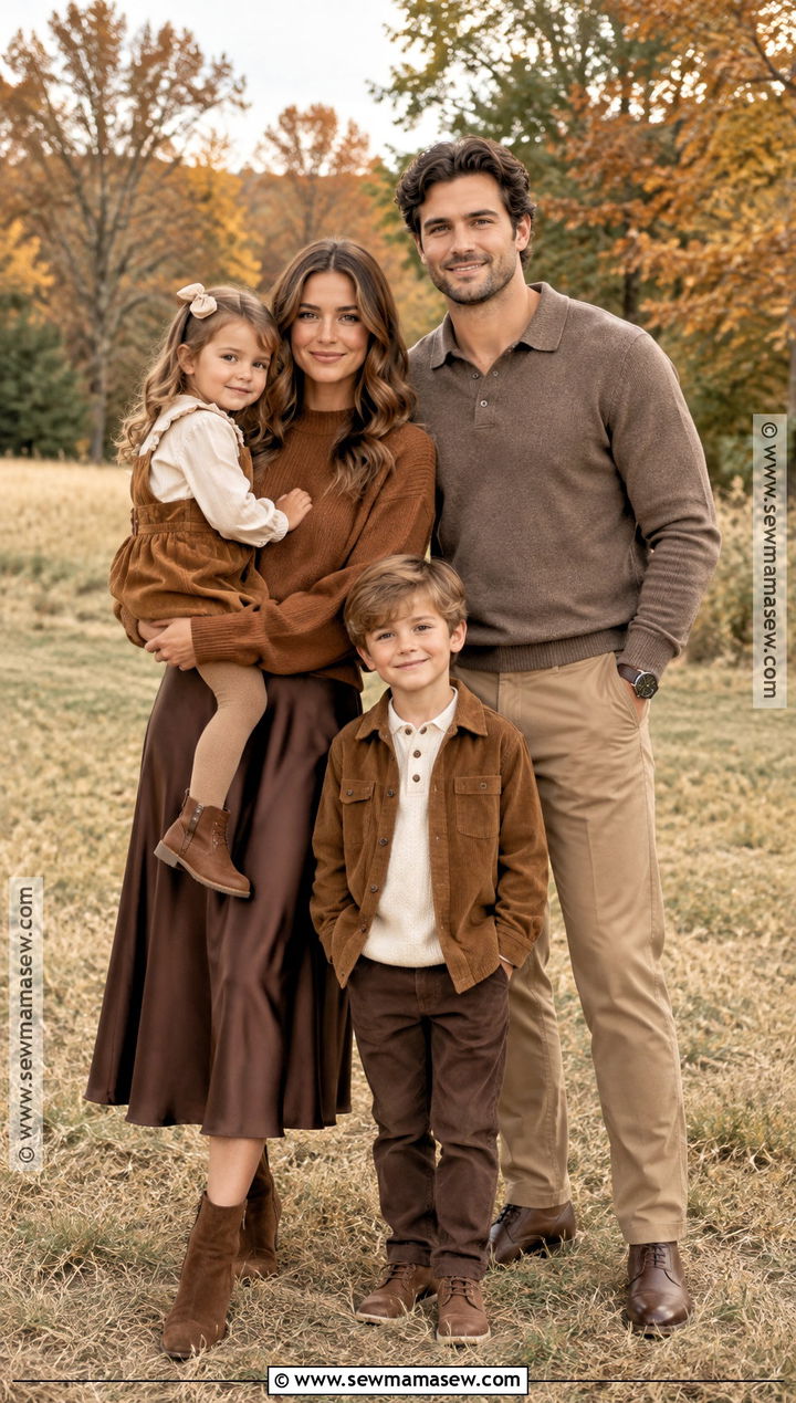 Monochrome Brown Family Fall Picture Outfits - 15 cute family fall picture outfits
