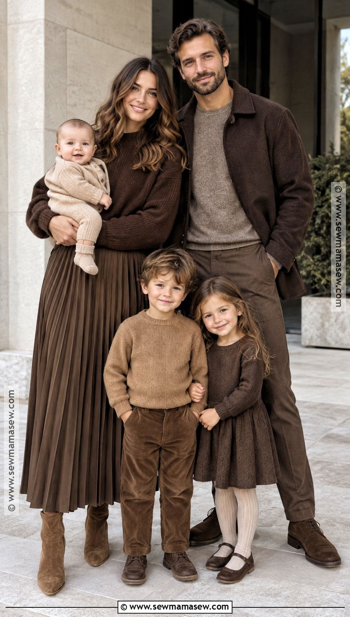 Monochrome Brown Family Outfits - 15 fall family photos brown outfits