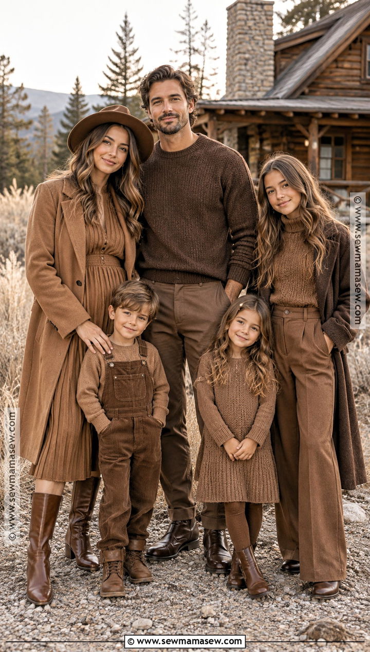 Monochrome Brown Family Photoshoot Outfit - 25 Fall Photoshoot Outfits for Family