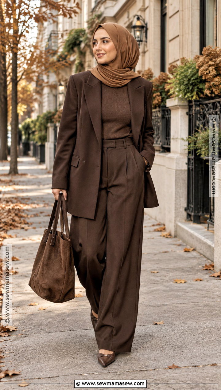 Monochrome Brown Hijabi Fall Outfit - 20 Hijabi Fall Outfits Aesthetic