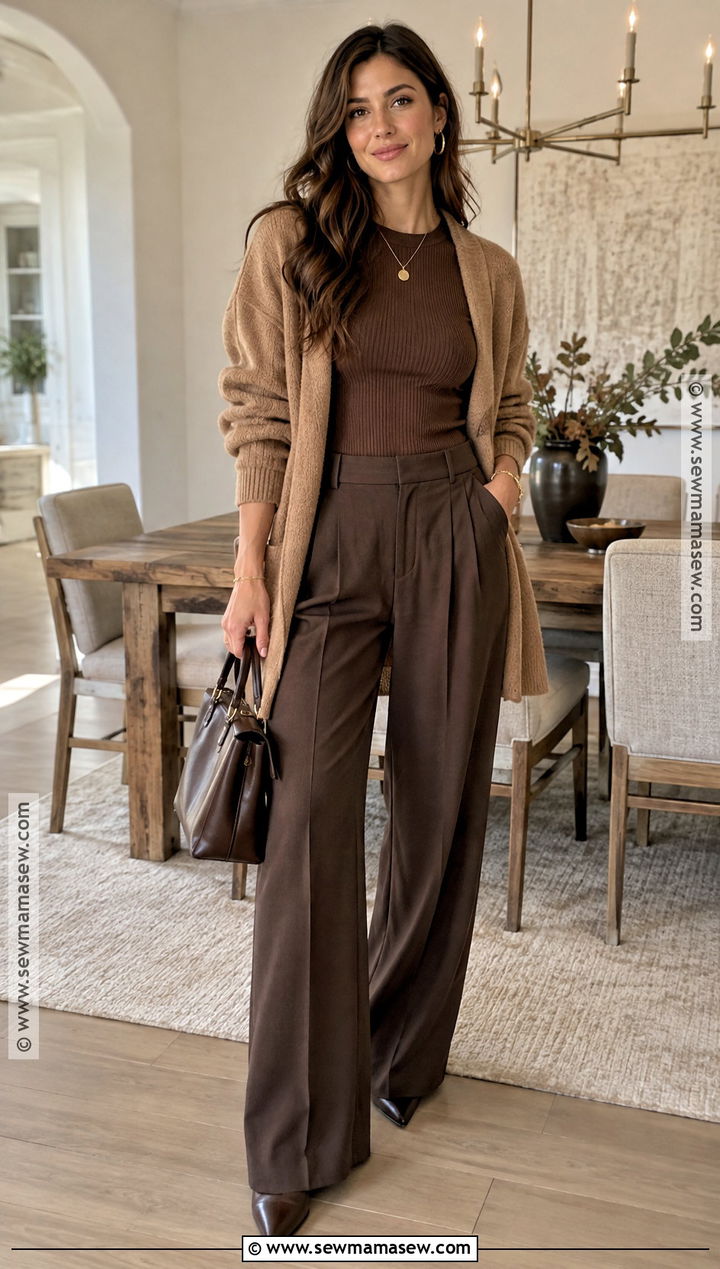 Monochrome Brown Knit Friendsgiving Outfit - 25 Friendsgiving Outfits for Women