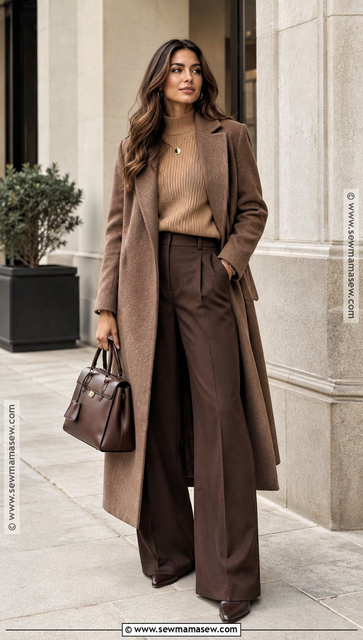 Monochrome Brown Layered Fall Outfit - 15 cute fall 2026 outfits
