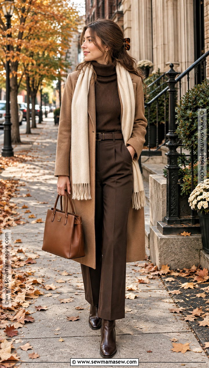 Monochrome Brown New England Fall Outfit - 25 new england fall outfits