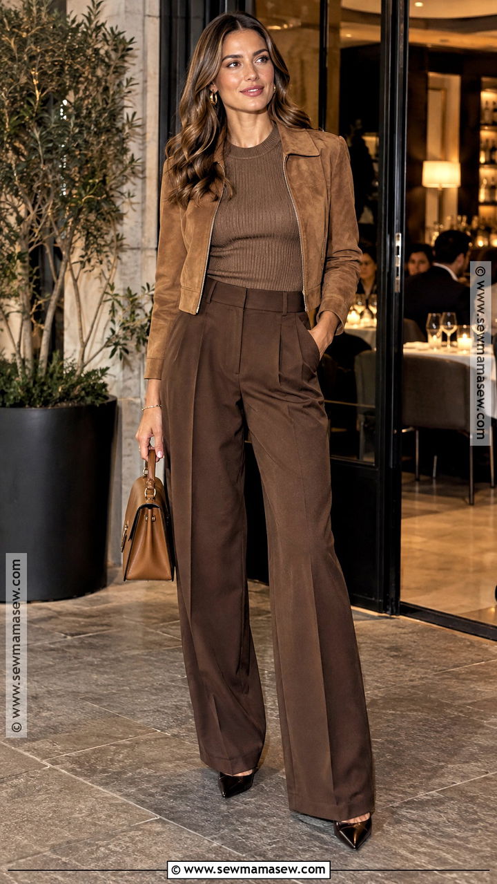 Monochrome Brown Night Out Outfit - 20 September Night Out Outfit Ideas
