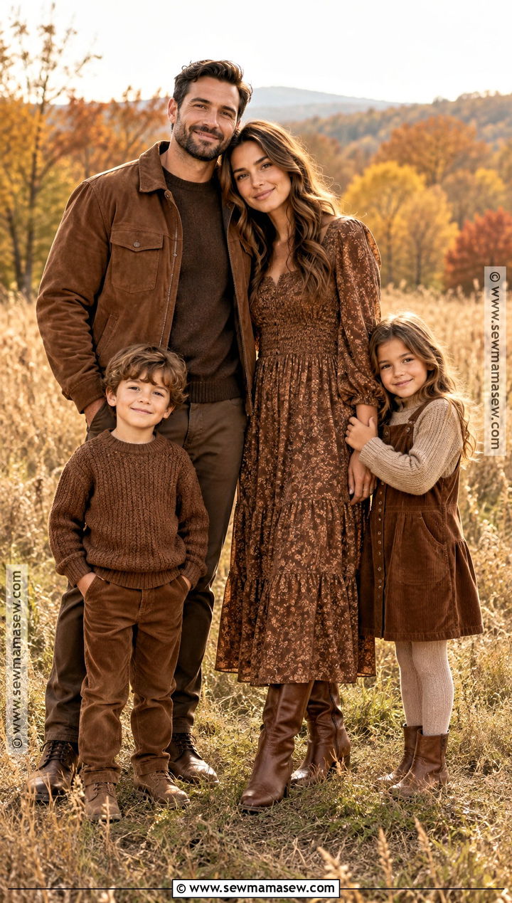 Monochrome Brown October Family Photo Outfits - 25 october family photos outfits