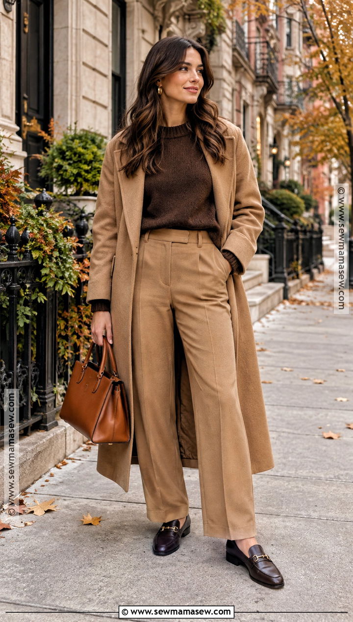 Monochrome Brown October Outfit - 15 October Style Challenge Ideas