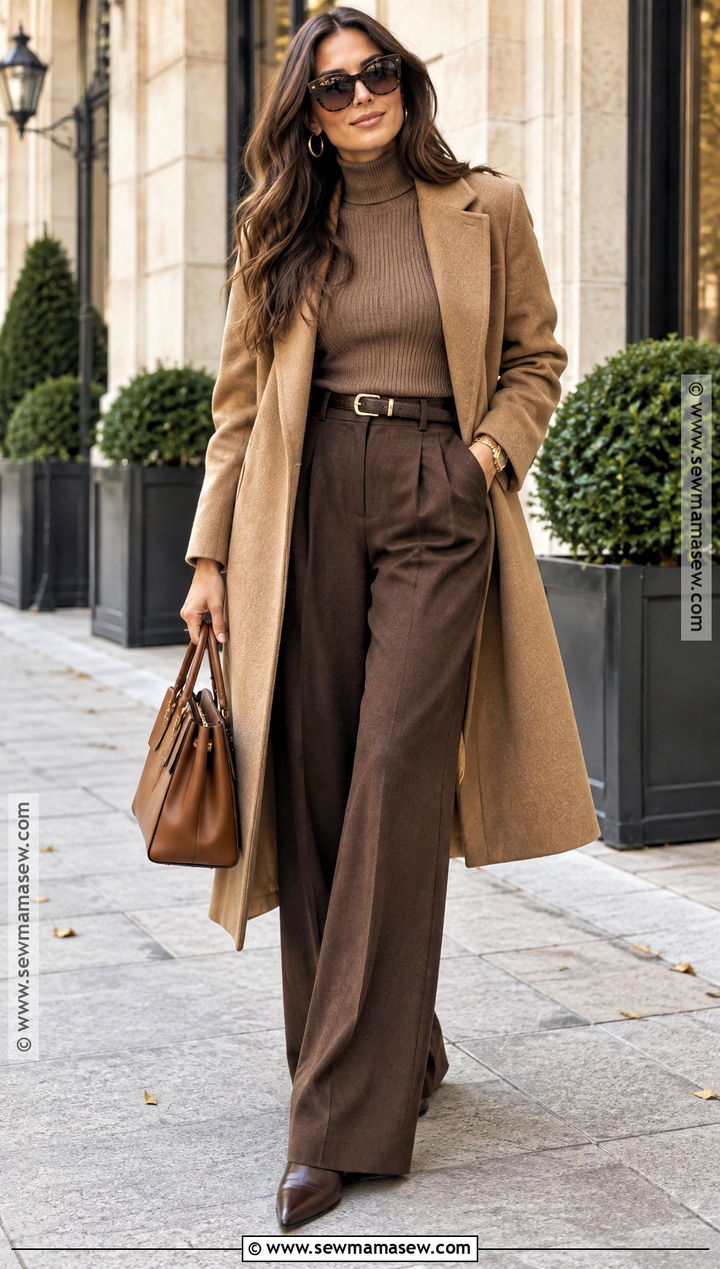 Monochrome Brown Pants Fall Outfit - 15 fall outfit ideas for women 2026