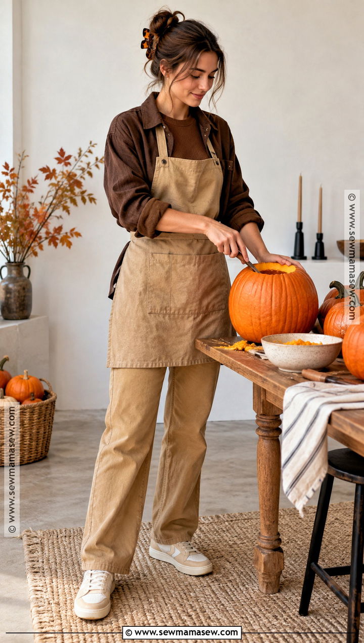 Monochrome Brown Pumpkin Carving Outfit - 20 Pumpkin Carving Outfit Ideas