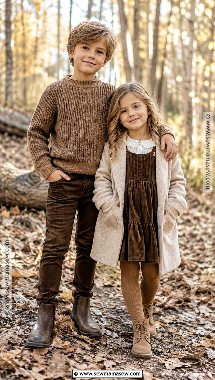 Monochrome Brown Sibling Fall Outfit - 15 sibling fall outfits