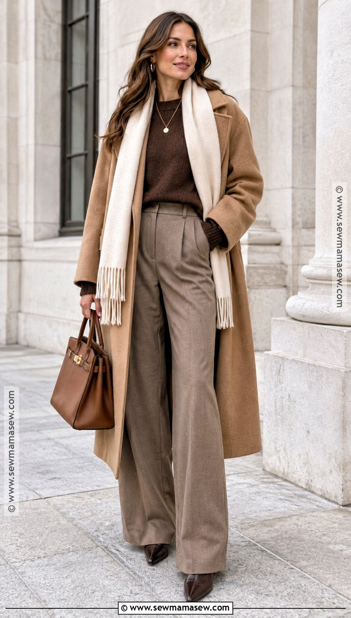 Monochrome Brown Sweater And Trousers - 20 winter and fall outfits