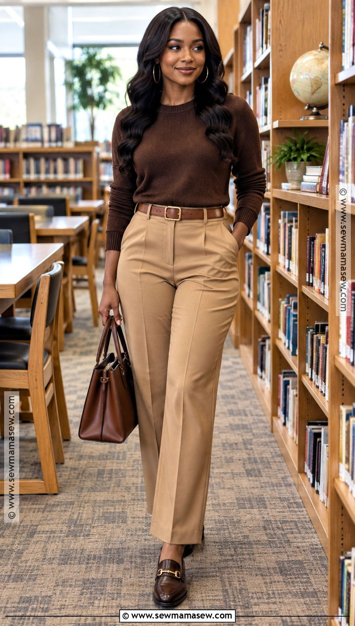 Monochrome Brown Teacher Outfit - 20 fall outfits women for teachers