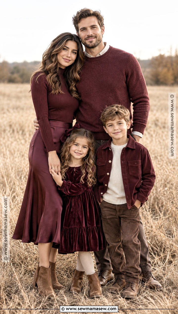 Monochrome Burgundy Family Picture Outfit - 20 fall family pictures outfits burgundy