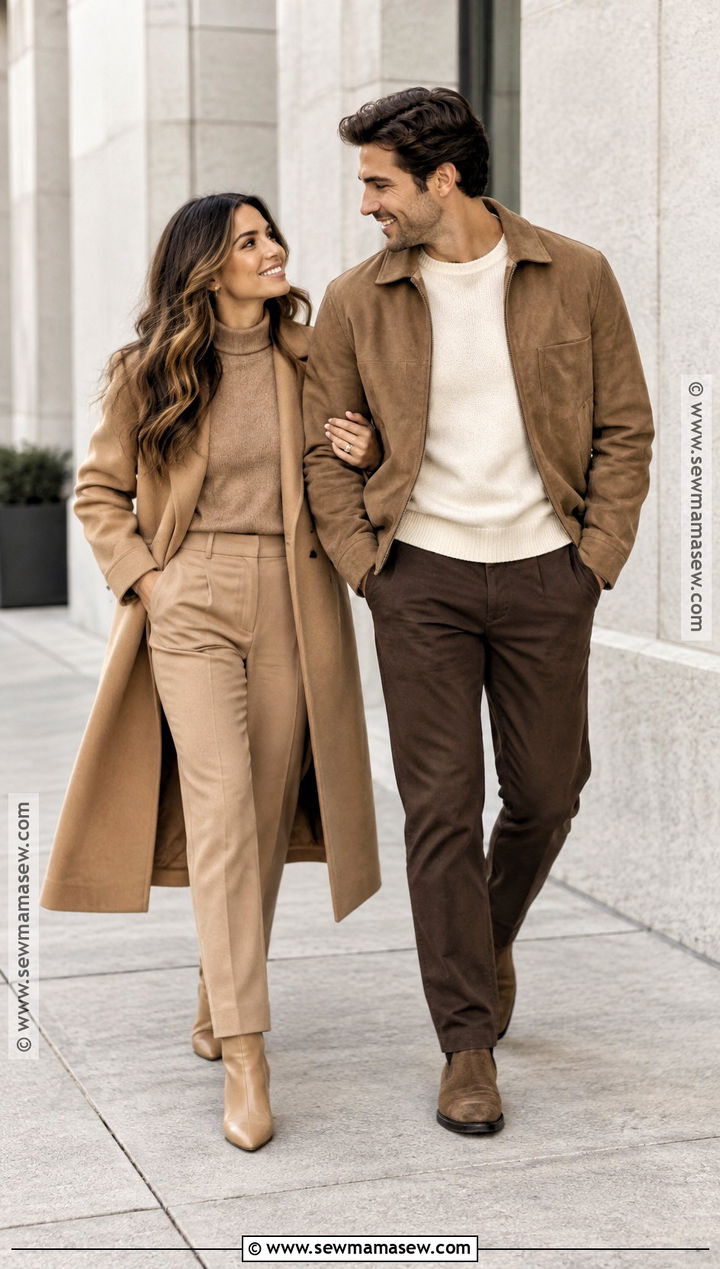 Monochrome Camel Fall Engagement Photo Outfit - 25 fall engagement photo outfit ideas