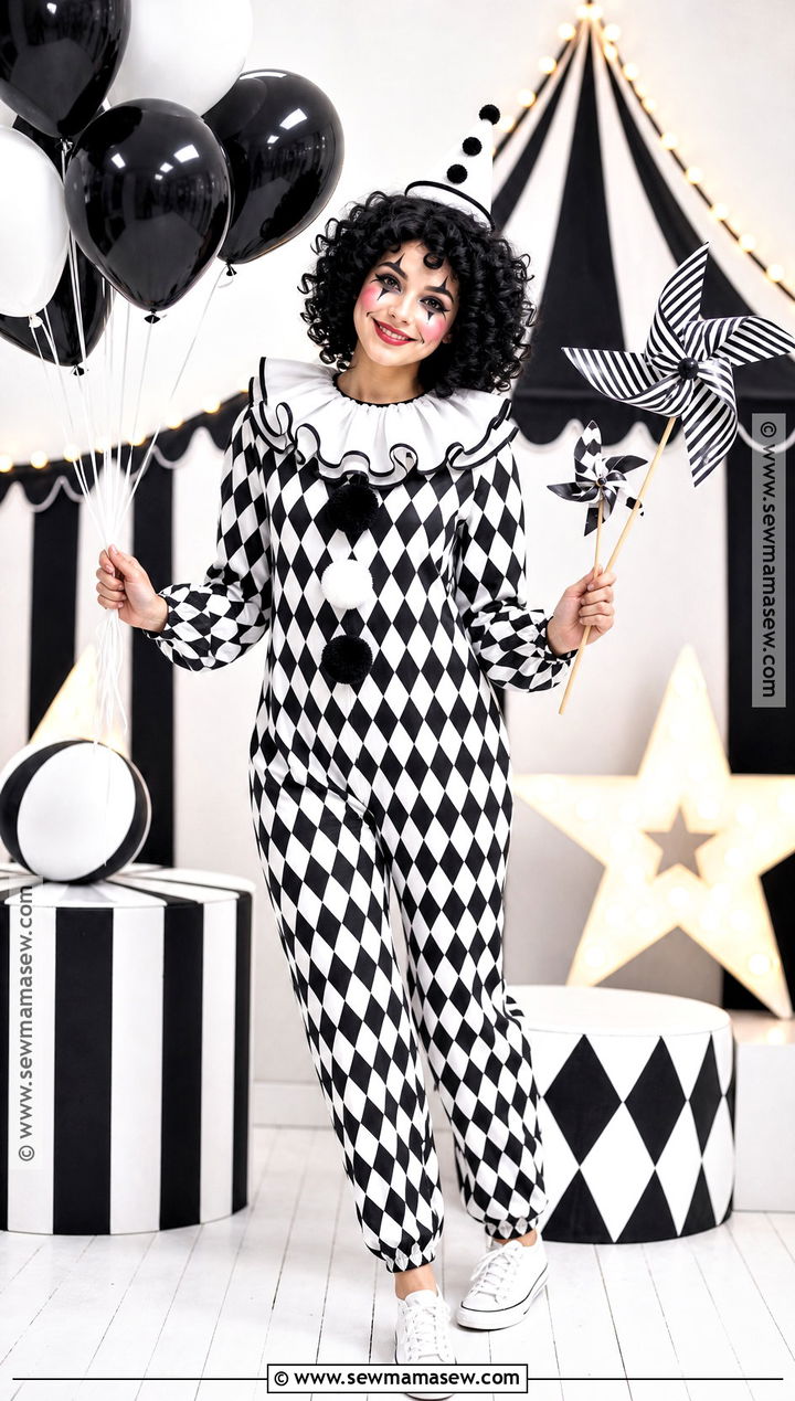 Monochrome Circus Clown Costume - 45 nun costume ideas