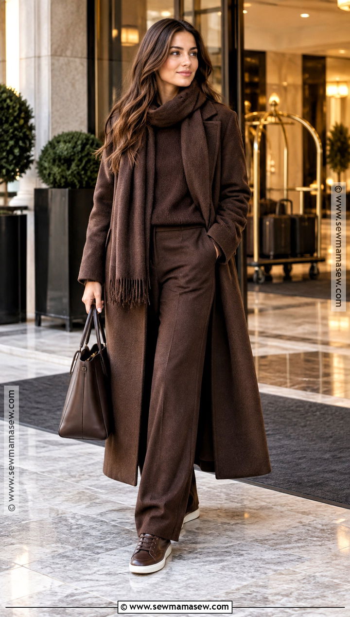 Monochrome Coat and Trousers Fall Travel Outfit - 15 fall travel outfits 2026