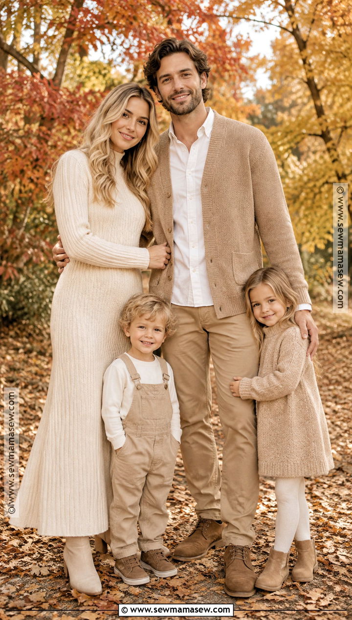 Monochrome Cream And Beige Family Photo Outfits - 15 family photos fall outfits color schemes