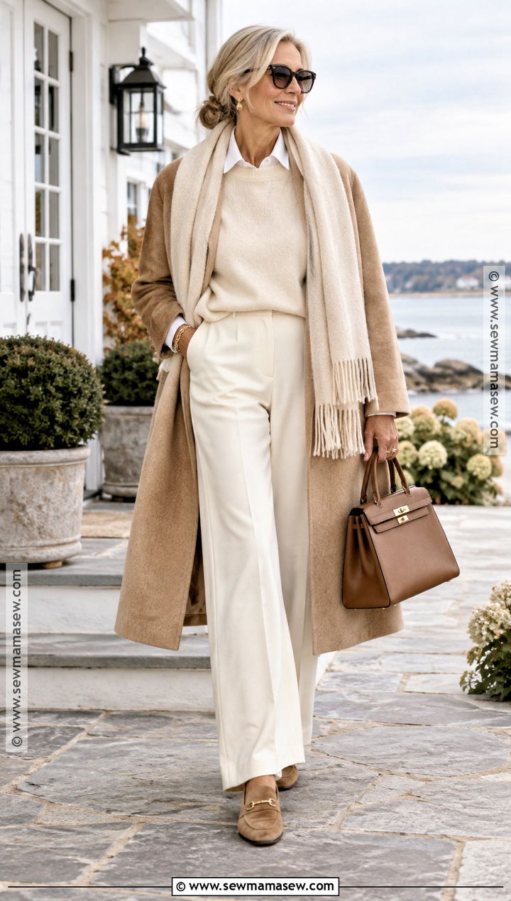 Monochrome Cream Coastal Fall Outfit - 25 Coastal Fall Outfits