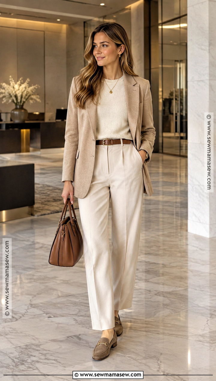 Monochrome Cream Fall Work Outfit - 20 fall workwear ideas