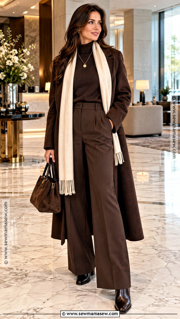 Monochrome Espresso Brown Fall Outfit - 20 fall colours outfit ideas