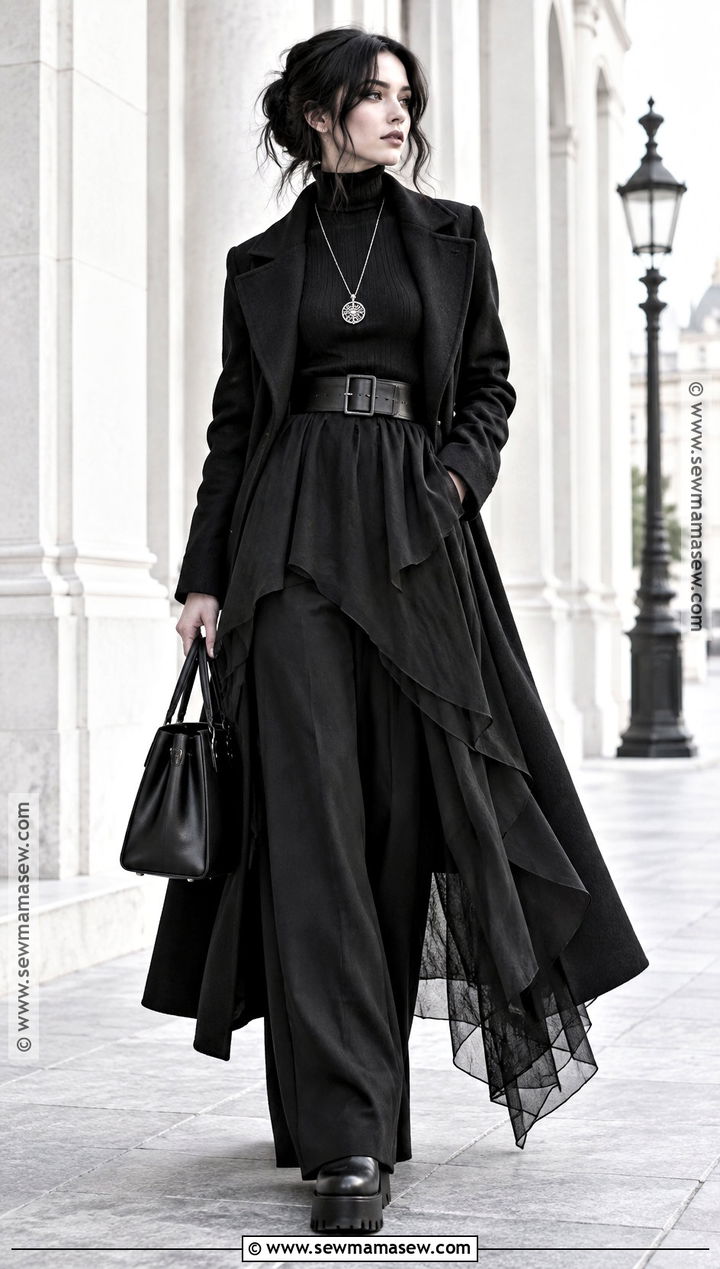 Monochrome Goth Layered Fall Outfit - 25 alt fall outfits