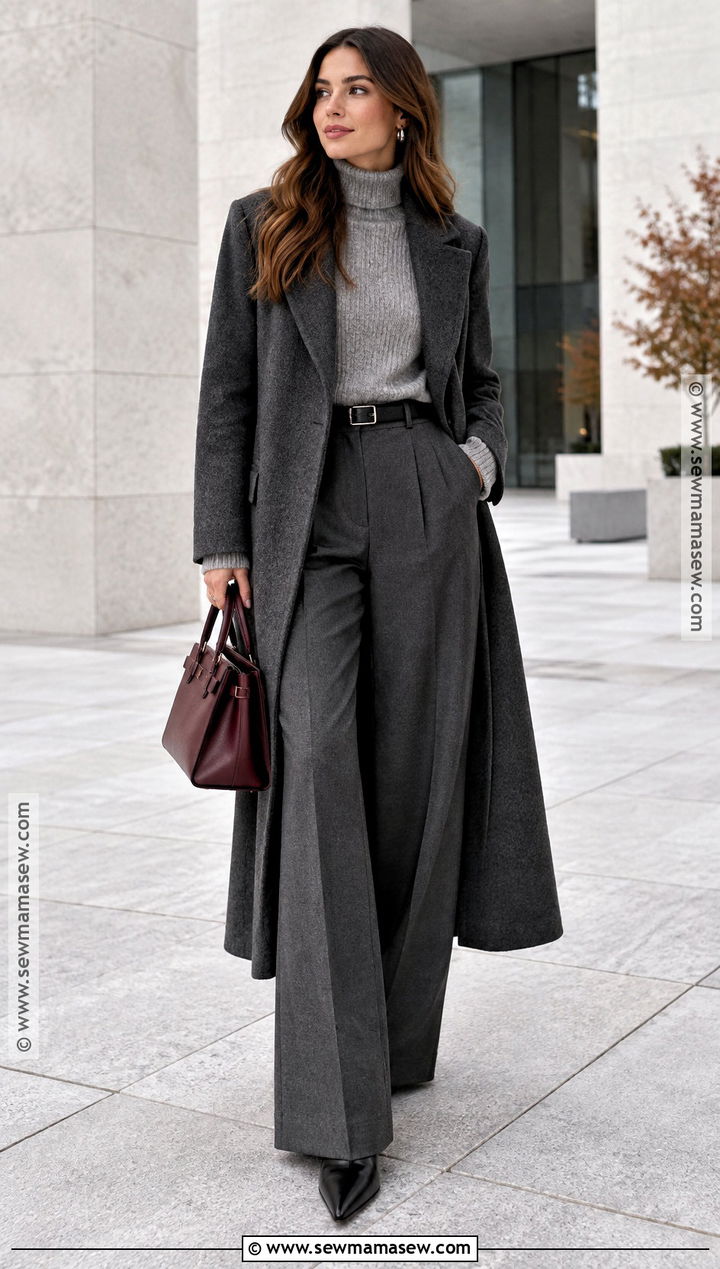 Monochrome Gray Coat And Trousers Outfit - 15 autumn winter outfits 2026