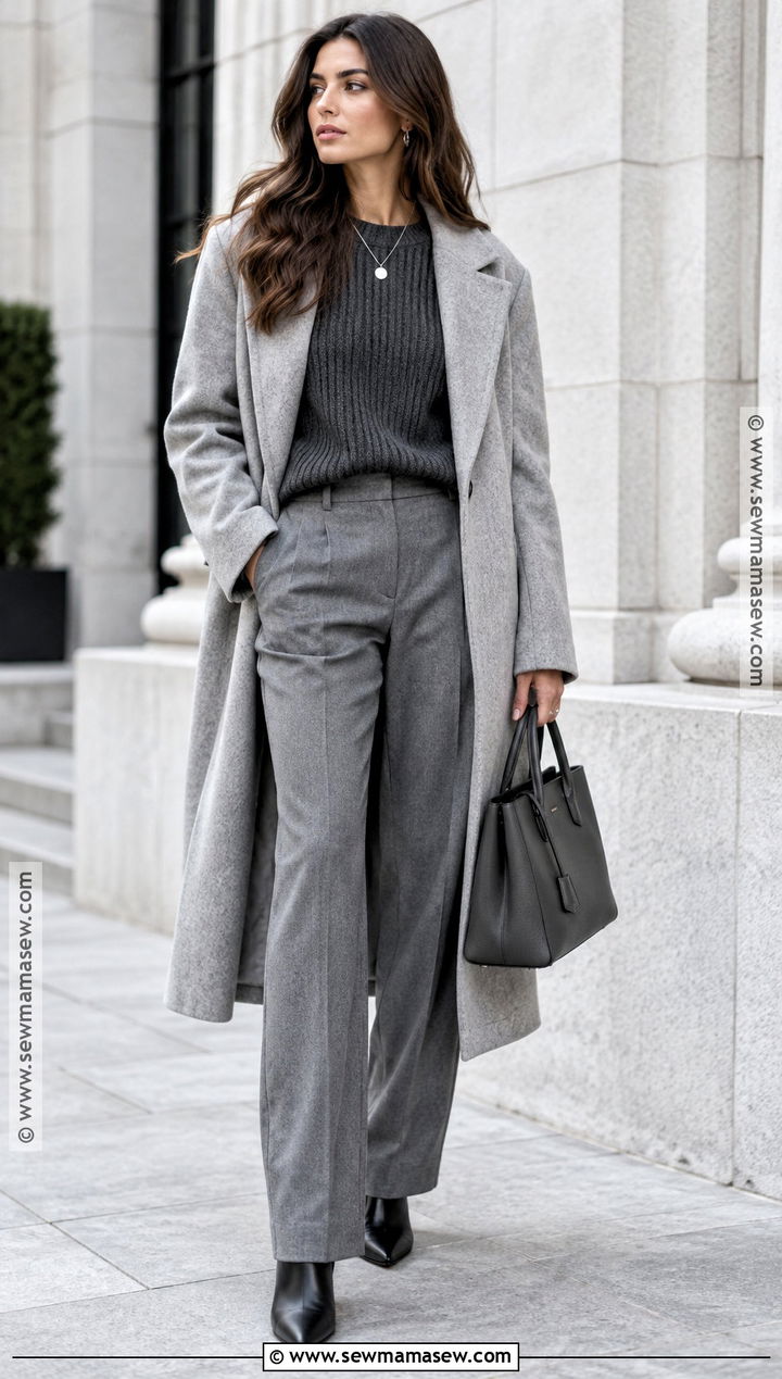 Monochrome Gray Knit Fall Outfit - 15 fall outfits women aesthetic 2026