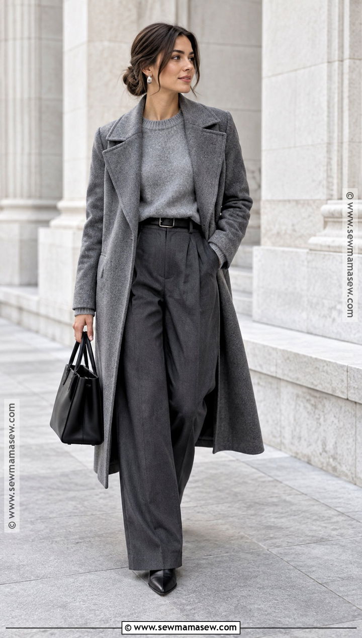 Monochrome Gray Knit Fall Outfit - 15 Fall Fits Aesthetic Trendy
