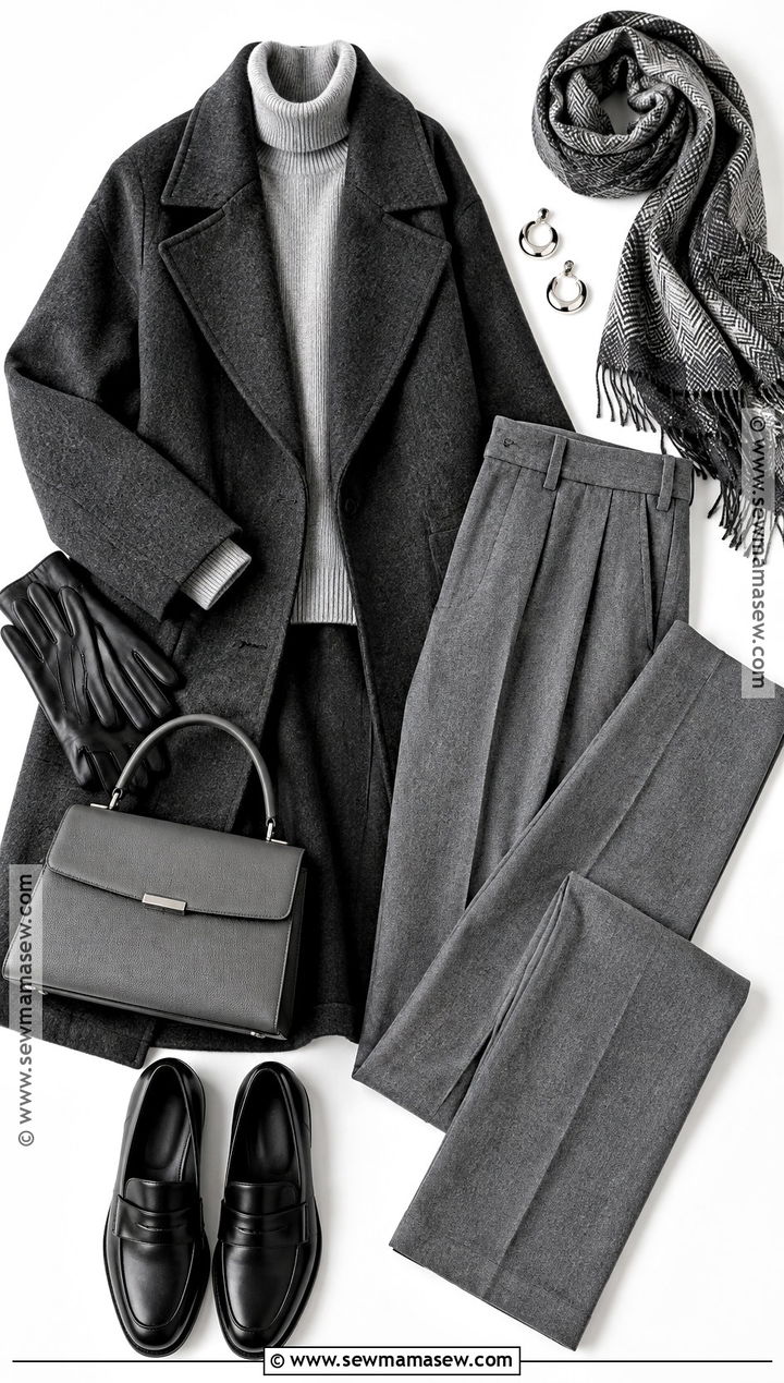 Monochrome Gray Knit Outfit Flat Lay - 15 autumn fashion flat lay ideas