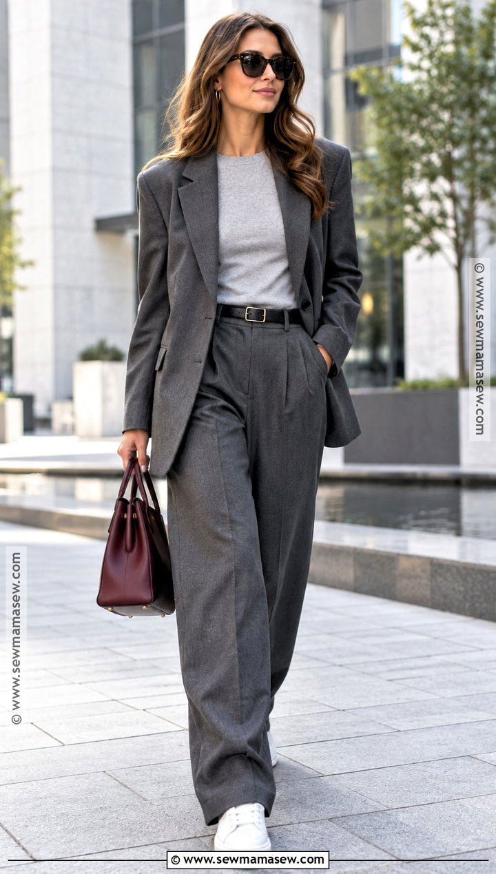 Monochrome Gray Suit With Sneakers - 15 fall styles 2026