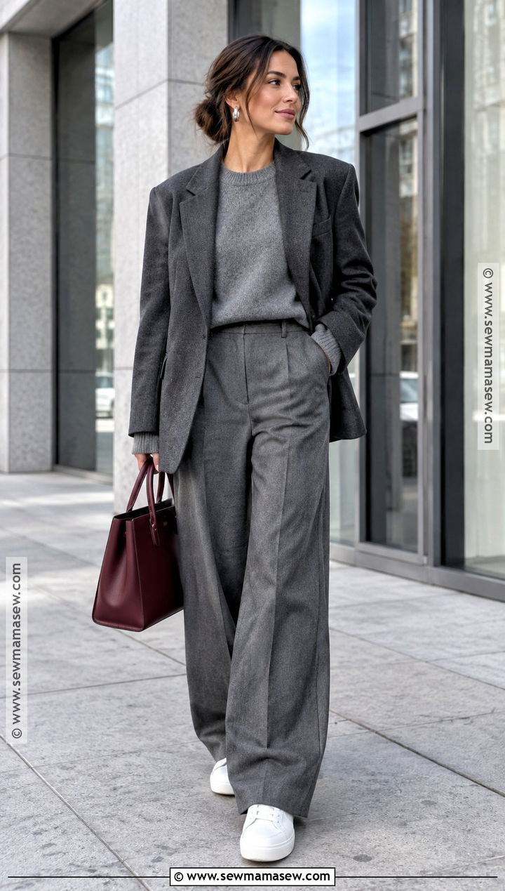 Monochrome Gray Suit and Sneakers Outfit - 15 2026 fall winter outfits