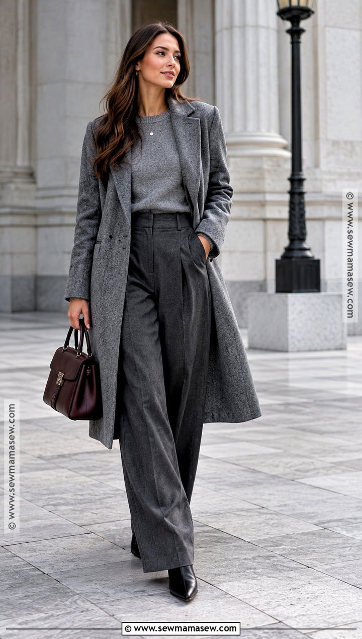 Monochrome Gray Sweater And Trousers Fall Outfit - 15 chic fall outfits 2026