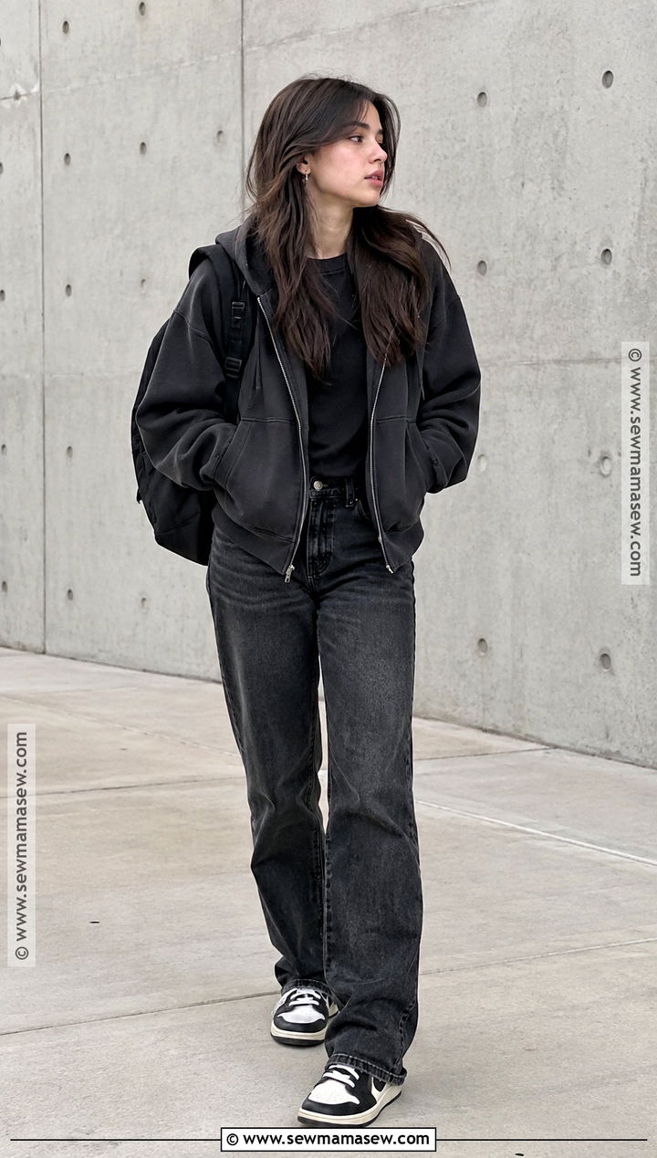Monochrome Jeans And Hoodie High School Outfit - 25 back to school fits highschool