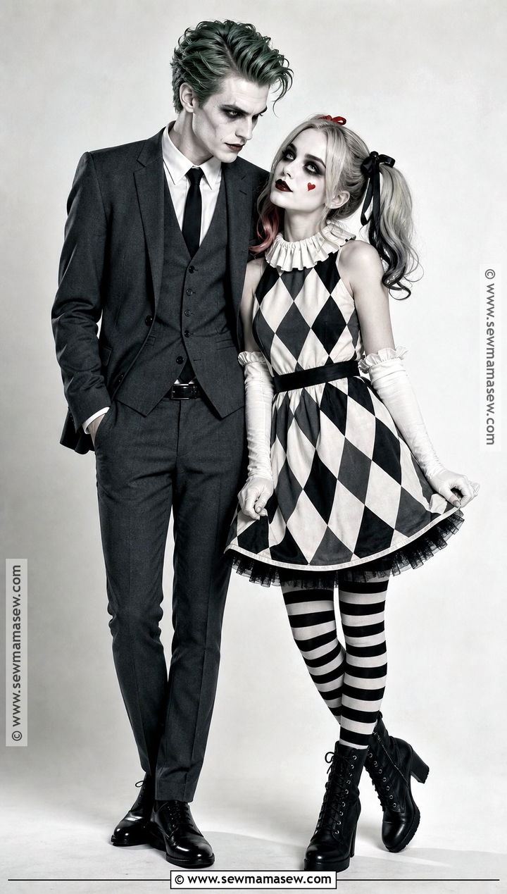 Monochrome Joker And Harley Quinn Couple Costume - 35 joker couple costume ideas