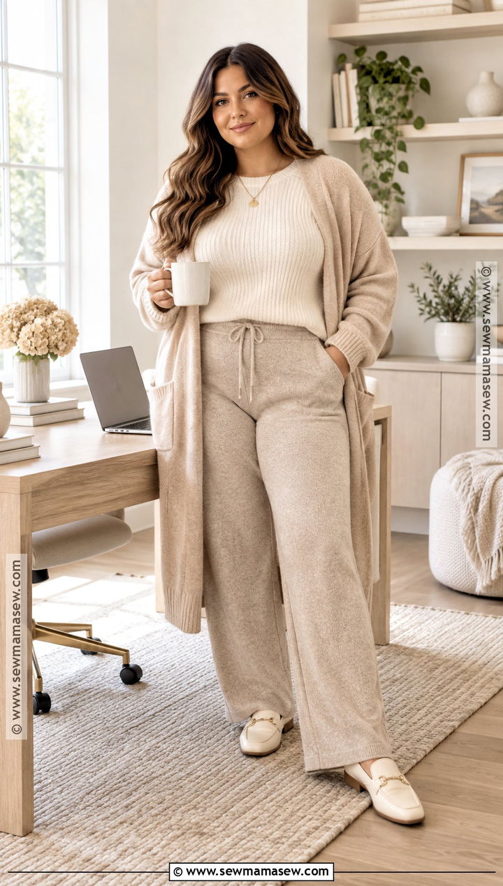 Monochrome Knit Work From Home Fall Outfit - 15 Work From Home Fall Outfit Ideas