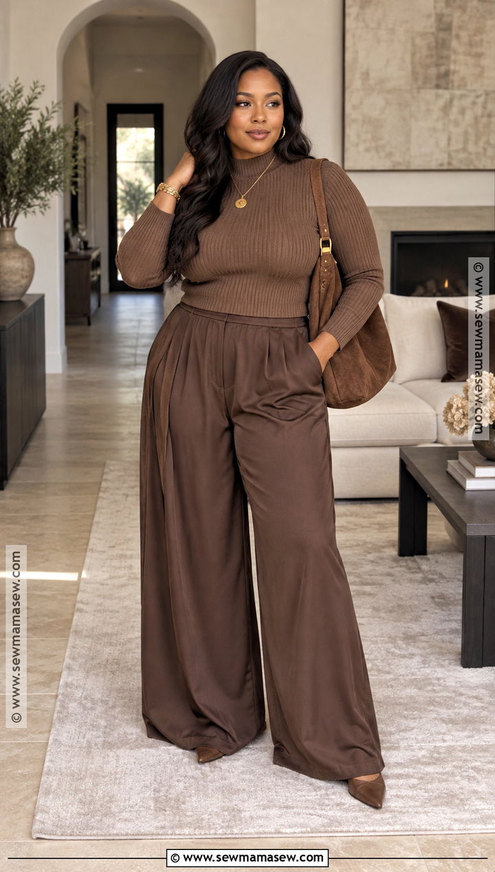 Monochrome Knit and Palazzo Pants Thanksgiving Outfit - 20 thanksgiving outfit with pants