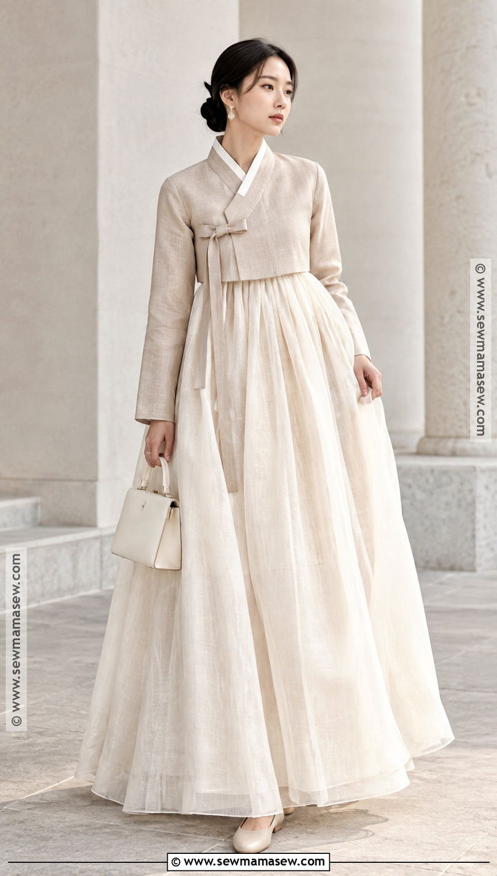 Monochrome Modern Hanbok Outfit - 15 korean thanksgiving outfits