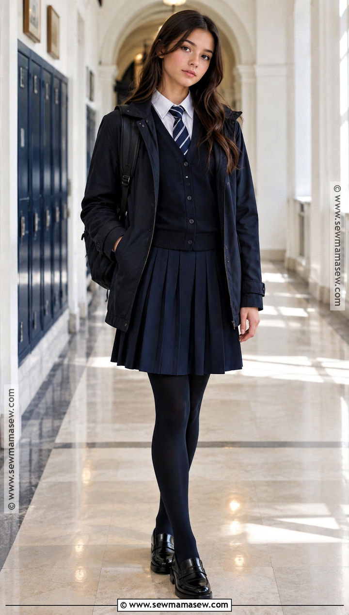 Monochrome Navy Fall School Uniform - 15 fall school uniform ideas