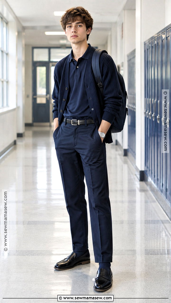 Monochrome Navy Uniform Outfit - 20 uniform back to school outfits