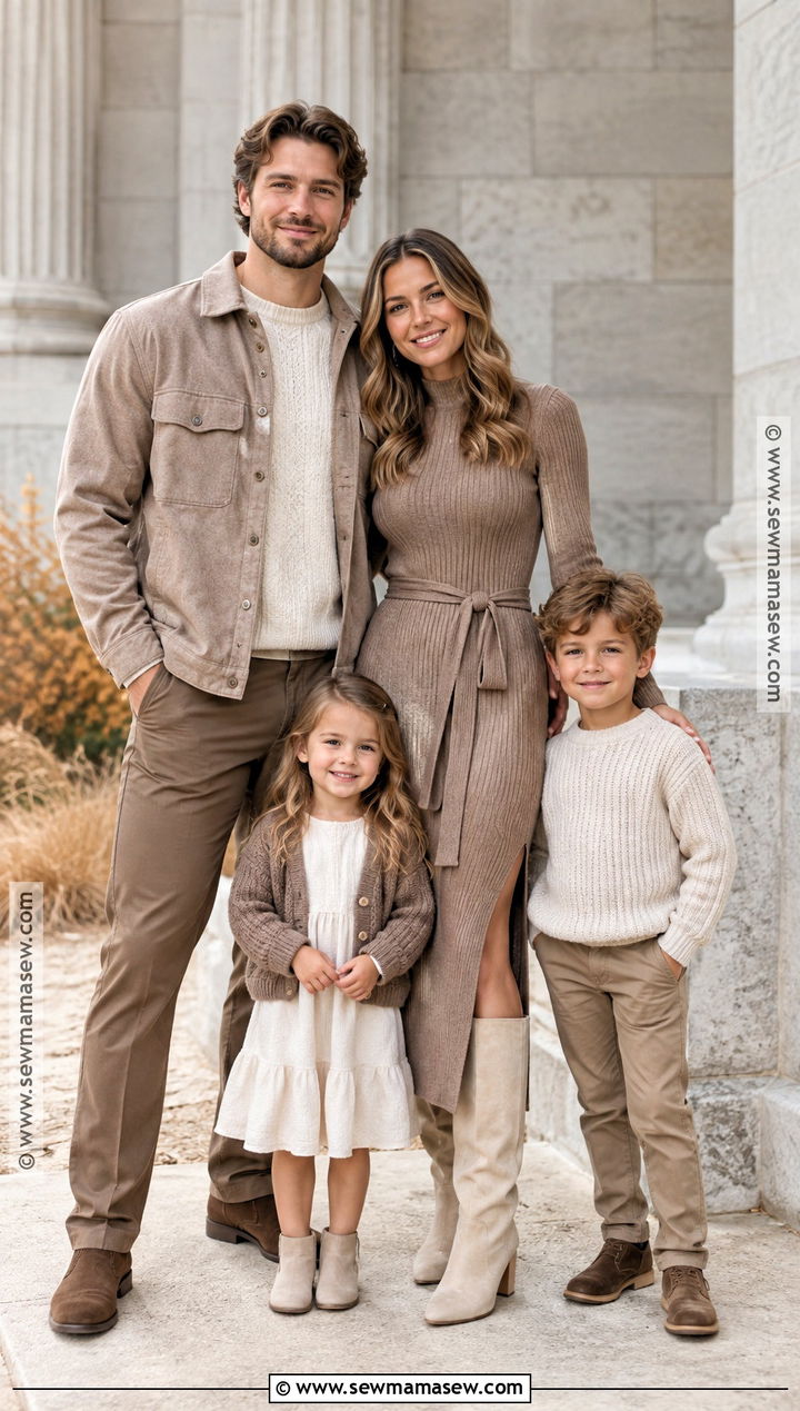 Monochrome Neutral Fall Family Photo Outfits - 15 family pics fall outfits