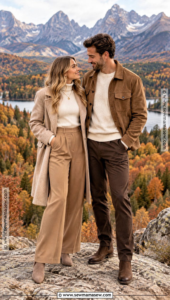 Monochrome Neutral Fall Mountain Engagement Outfit - 15 engagement photos outfits fall mountains