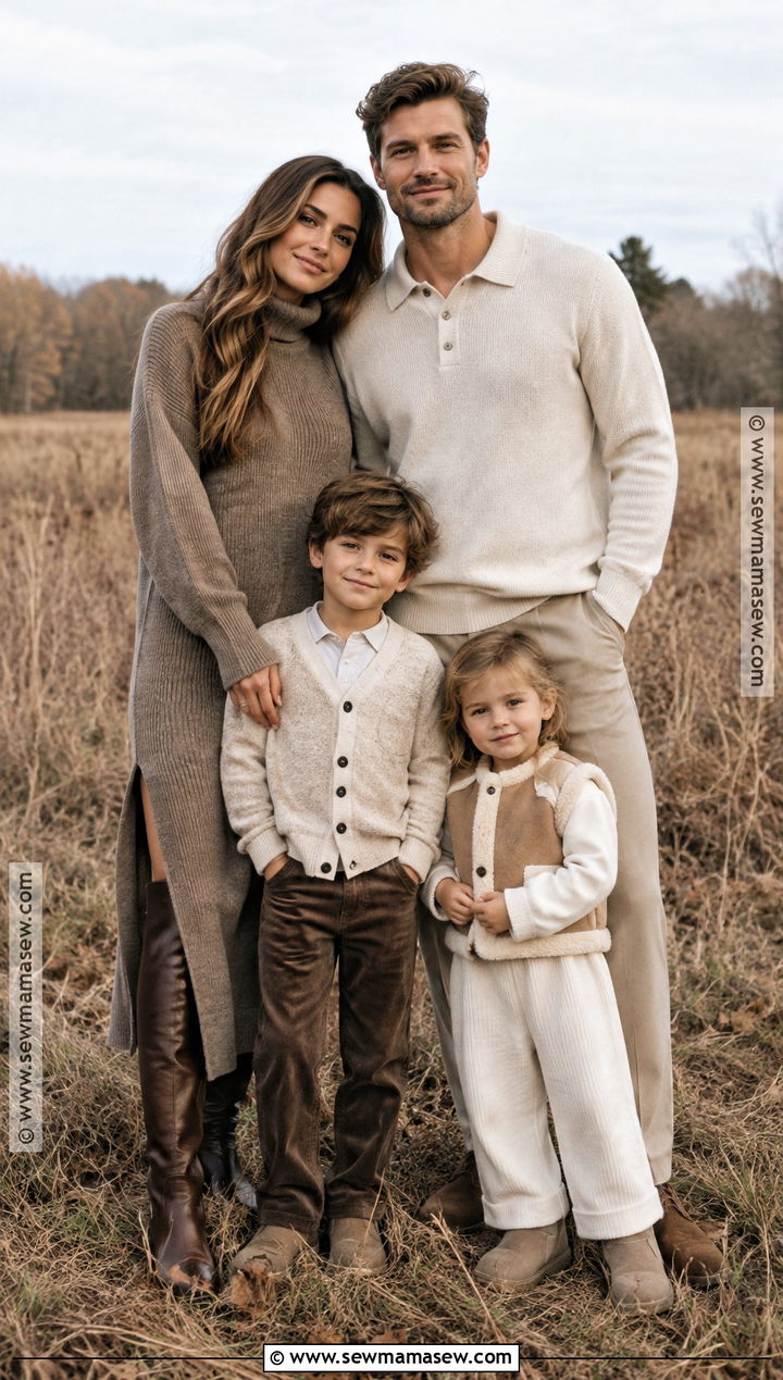 Monochrome Neutral Family Photo Outfits - 15 fall photoshoot outfits family of 4