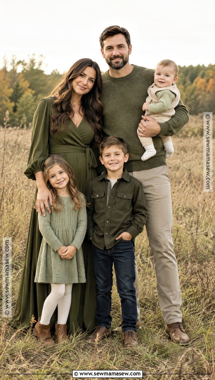 Monochrome Olive Green Family Outfit - 20 Fall Family Pictures Outfits Olive Green