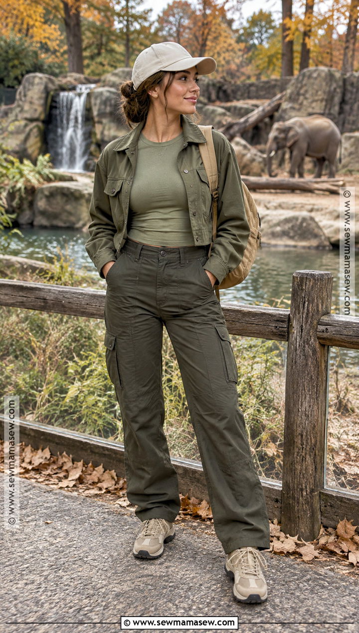 Monochrome Olive Zoo Outfit - 25 zoo outfit fall ideas