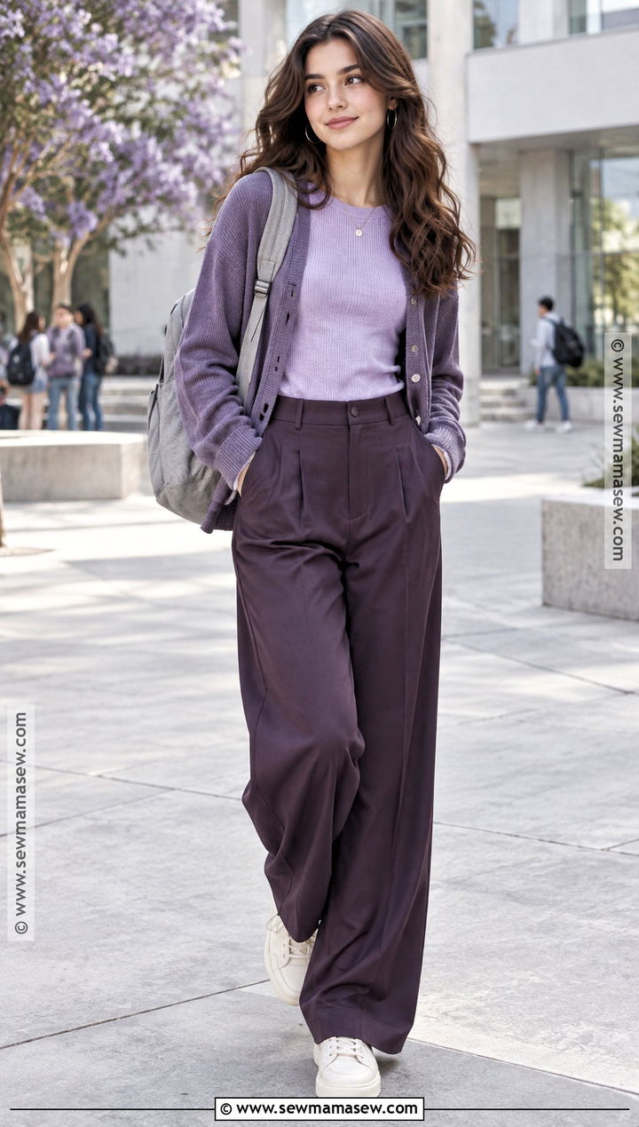 Monochrome Purple Layered Outfit - 20 purple back to school outfits