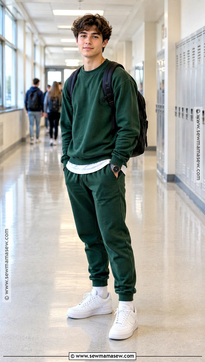 Monochrome Sweatshirt And Joggers School Outfit - 25 autumn outfits for school