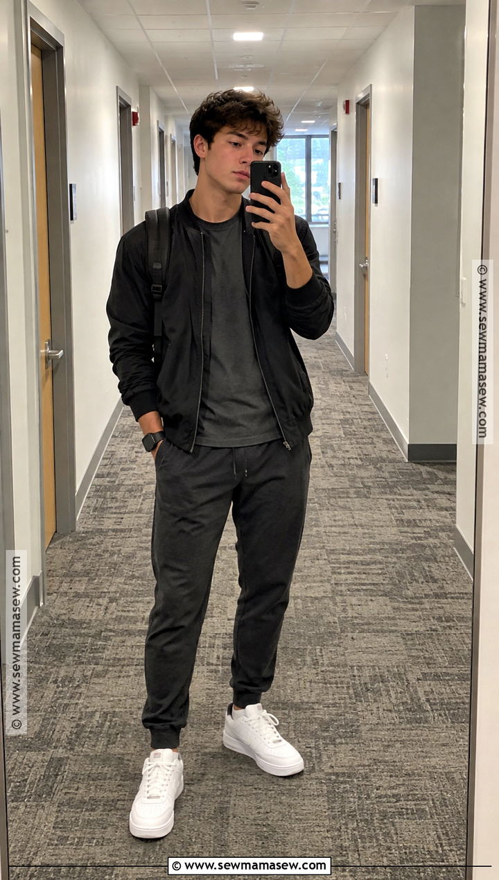 Monochrome T Shirt And Joggers Outfit - 15 guys back to school outfits